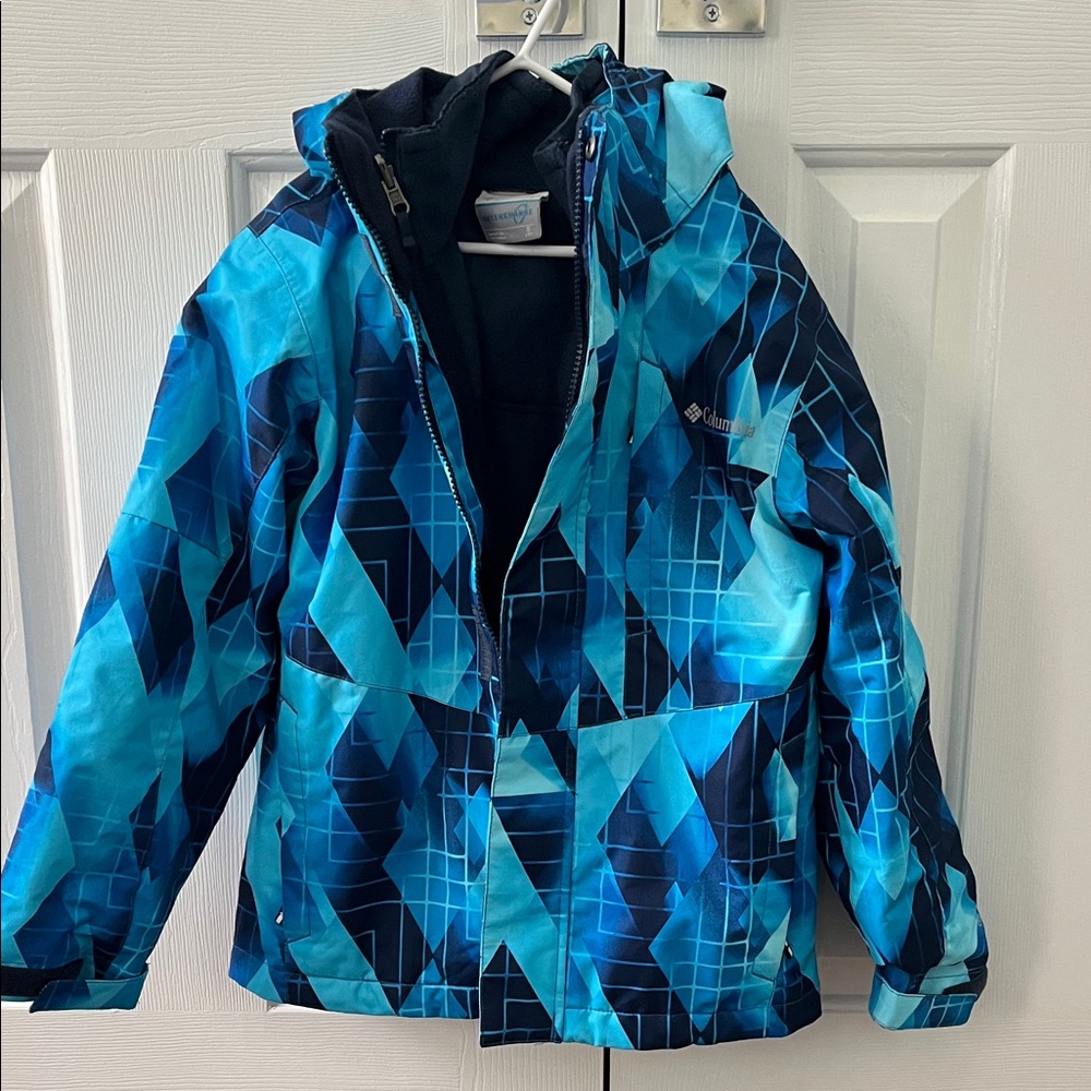 Columbia Kids Vibrant Blue Patterned Puffer ski Jacket